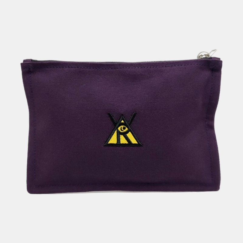 HERMES Yachting22葡萄紫帆布手拿包銀色五金-4