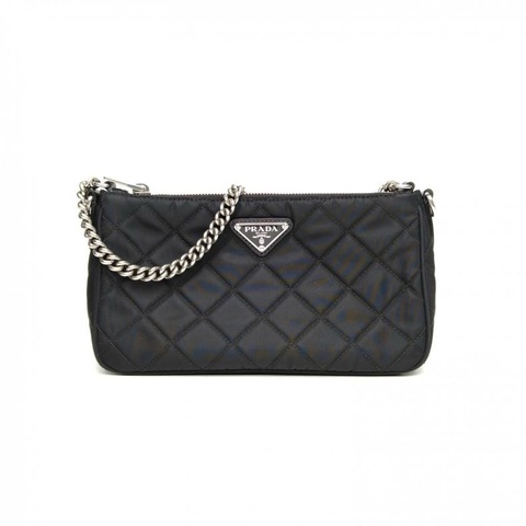 PRADA 黑色尼龍斜挎包鏈條