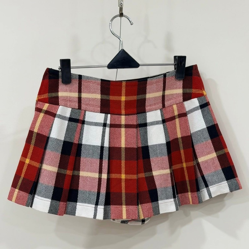 BURBERRY 藍標 皮革扣格紋戰馬褲裙-2