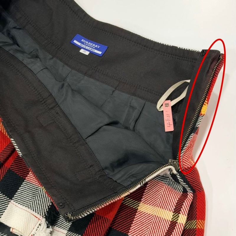 BURBERRY 藍標 皮革扣格紋戰馬褲裙-3