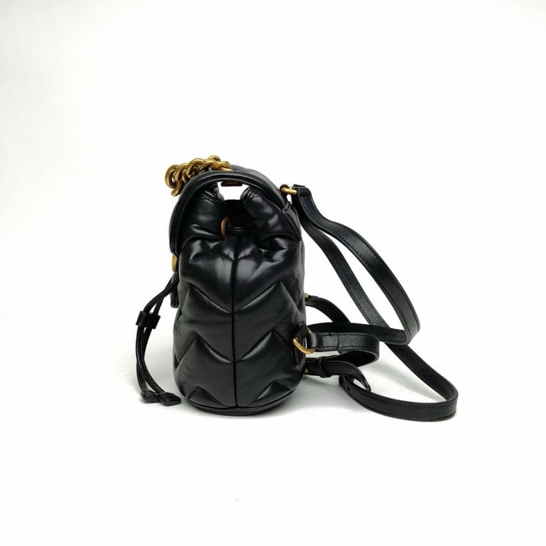 GUCCI GG Marmont抽繩翻蓋雙肩包19黑色羊皮-1