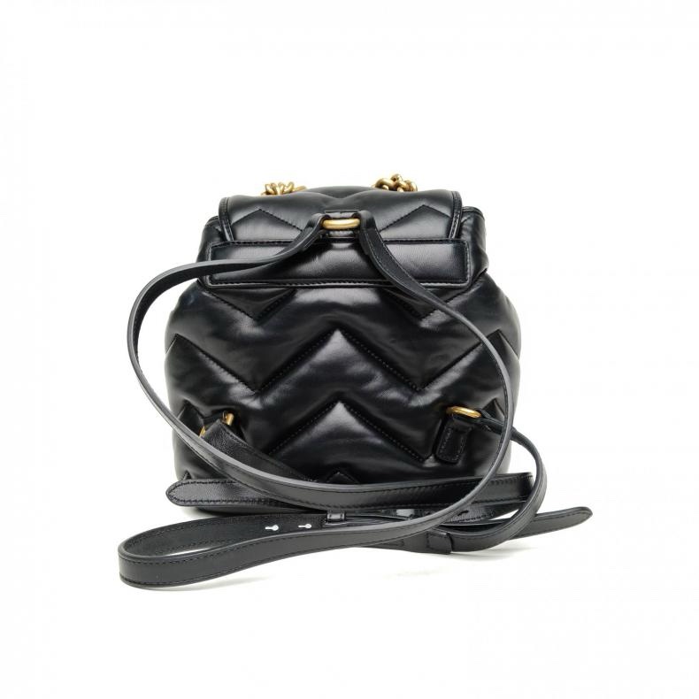 GUCCI GG Marmont抽繩翻蓋雙肩包19黑色羊皮-2