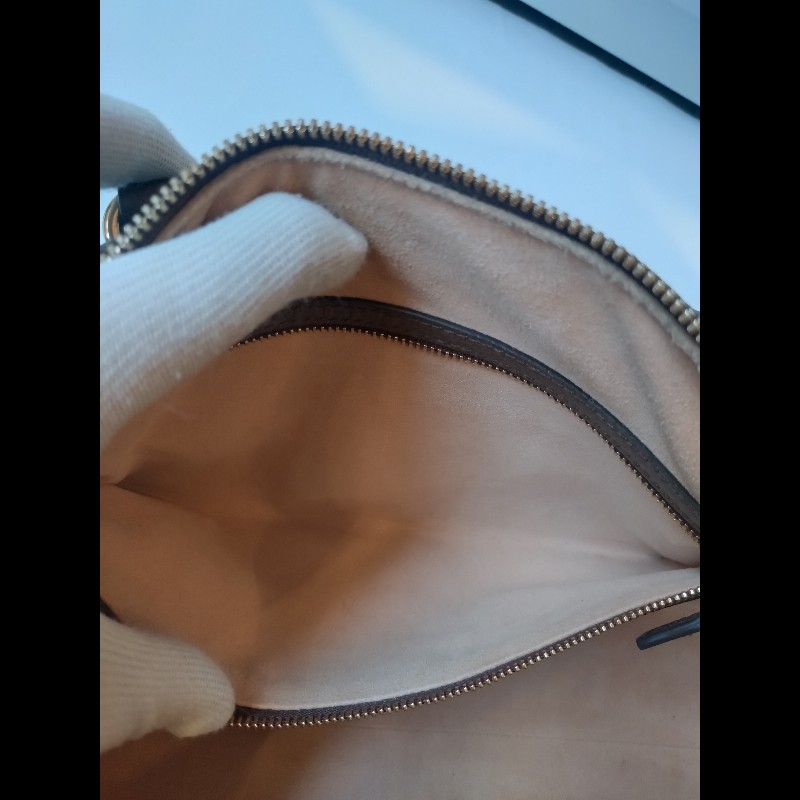 Gucci 咖皮邊綠紅綠GG 印花pvc兩用波士頓包-15