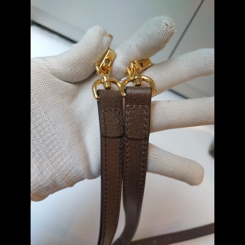 Gucci 咖皮邊綠紅綠GG 印花pvc兩用波士頓包-21