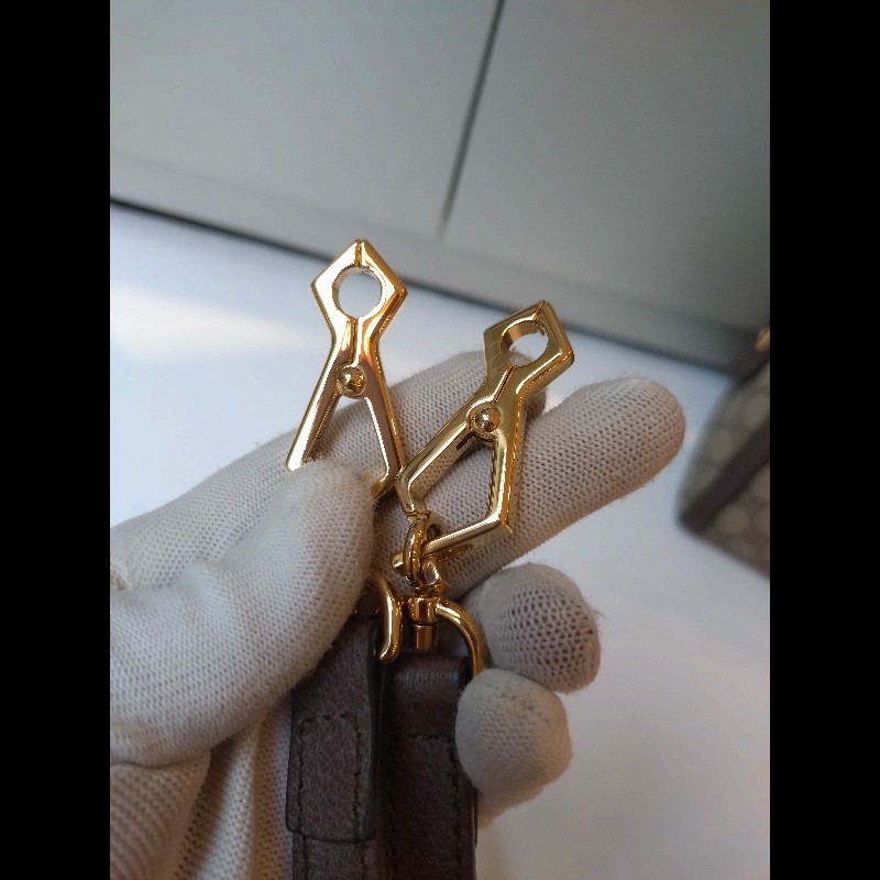 Gucci 咖皮邊綠紅綠GG 印花pvc兩用波士頓包-24