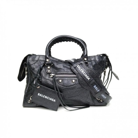 BALENCIAGA CLASSIC30黑色羊皮銀扣肩背包
