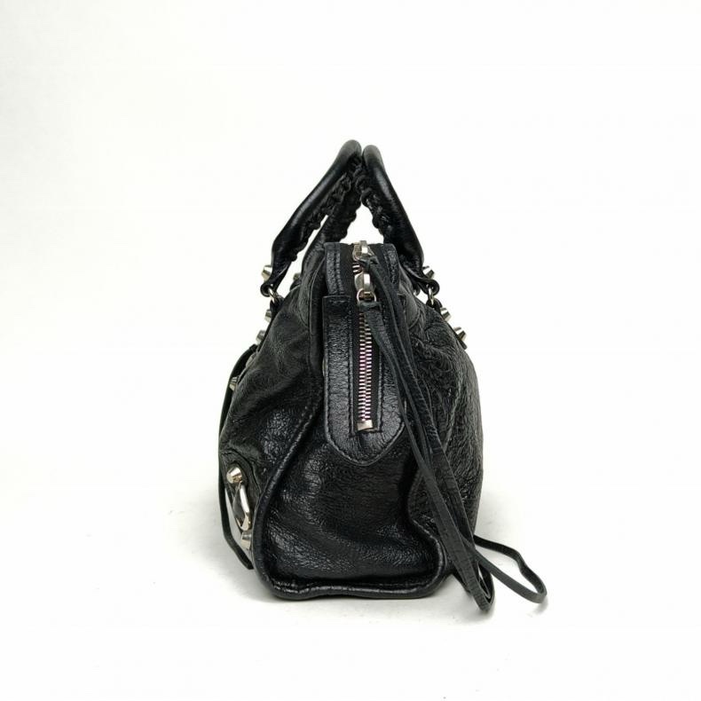 BALENCIAGA CLASSIC30黑色羊皮銀扣肩背包-1