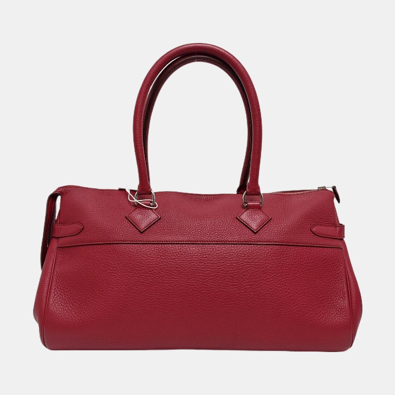 HERMES Atlas 42寶石紅色Clemence牛皮手提包銀色五金O刻-4