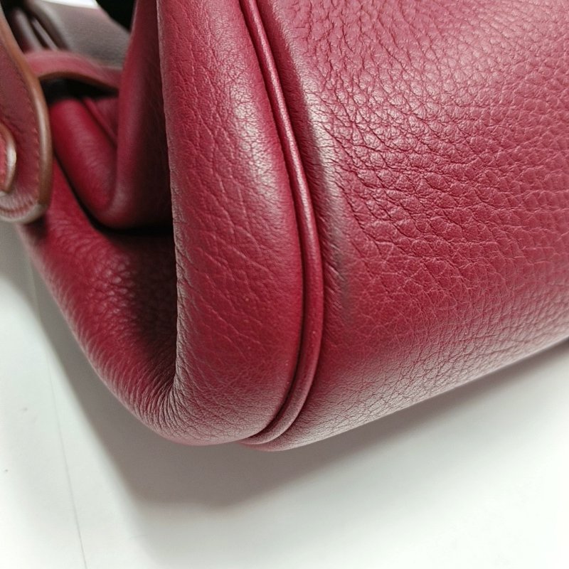 HERMES Atlas 42寶石紅色Clemence牛皮手提包銀色五金O刻-10