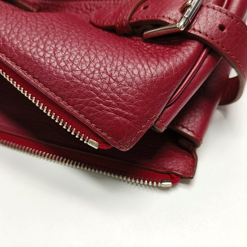 HERMES Atlas 42寶石紅色Clemence牛皮手提包銀色五金O刻-11