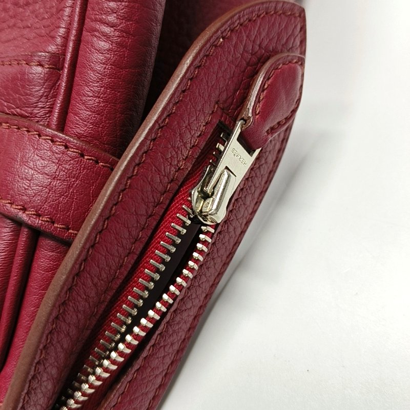 HERMES Atlas 42寶石紅色Clemence牛皮手提包銀色五金O刻-12