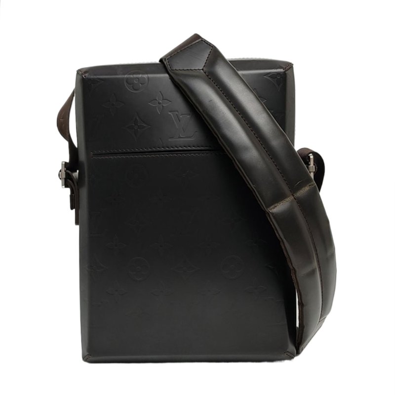 LOUIS VUITTON STEVE深棕色牛皮老花單肩包斜挎包釕色五金-0