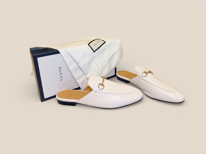 🍒Gucci Princetown經典馬銜扣皮革穆勒鞋(白色)2F260126-1-1