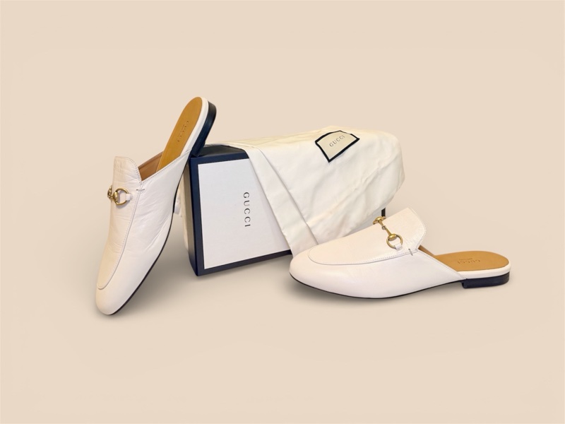 🍒Gucci Princetown經典馬銜扣皮革穆勒鞋(白色)2F260126-1-2