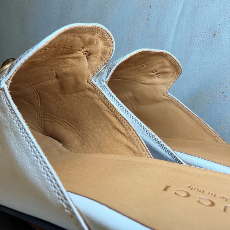 🍒Gucci Princetown經典馬銜扣皮革穆勒鞋(白色)2F260126-1-10