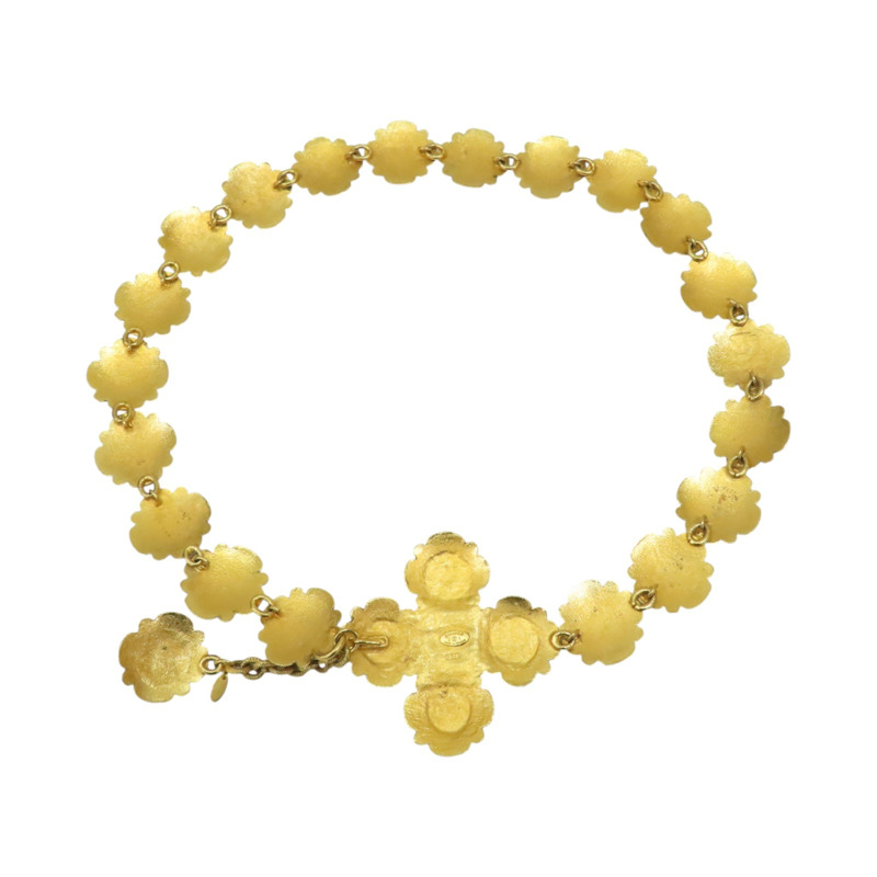 金色 花朵金屬 彩色圓珠 腰鍊 掉漆【CHANEL 香奈兒】-1