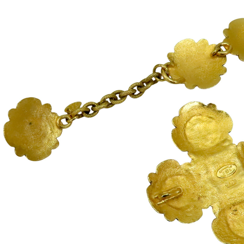 金色 花朵金屬 彩色圓珠 腰鍊 掉漆【CHANEL 香奈兒】-3