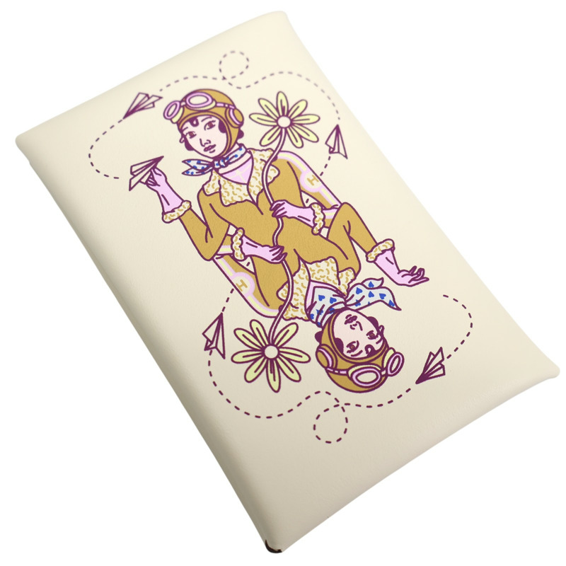 白色 Swift 牛皮 Calvi Duo 扣式 零錢包 B刻【HERMES 愛馬仕】-2