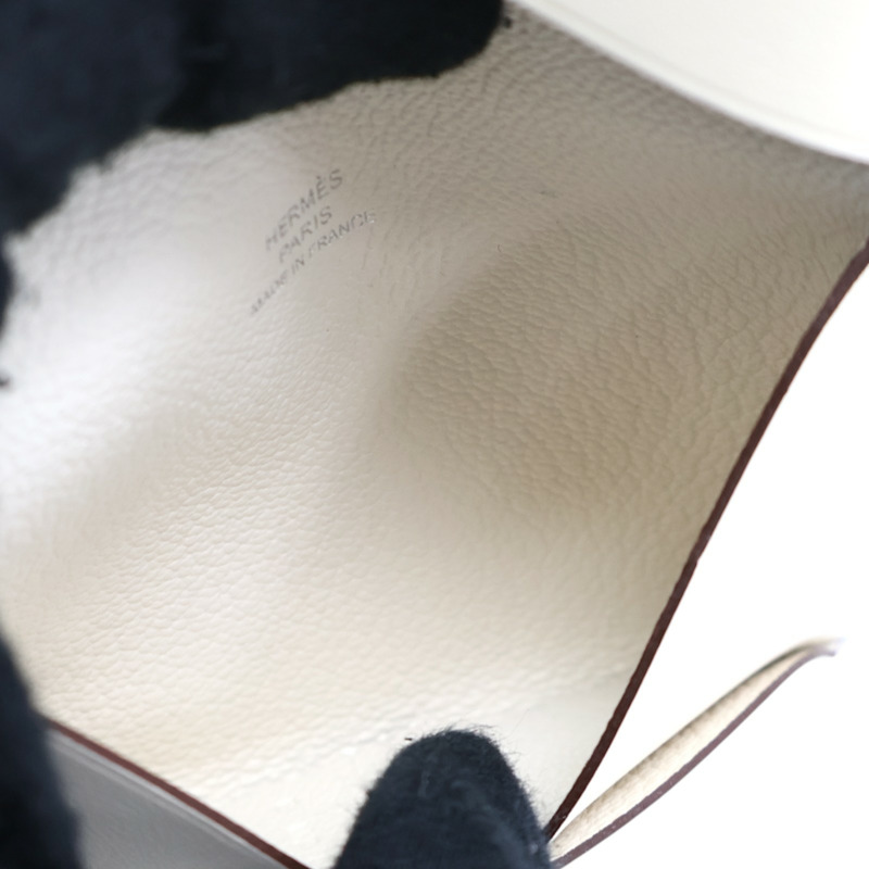 白色 Swift 牛皮 Calvi Duo 扣式 零錢包 B刻【HERMES 愛馬仕】-5