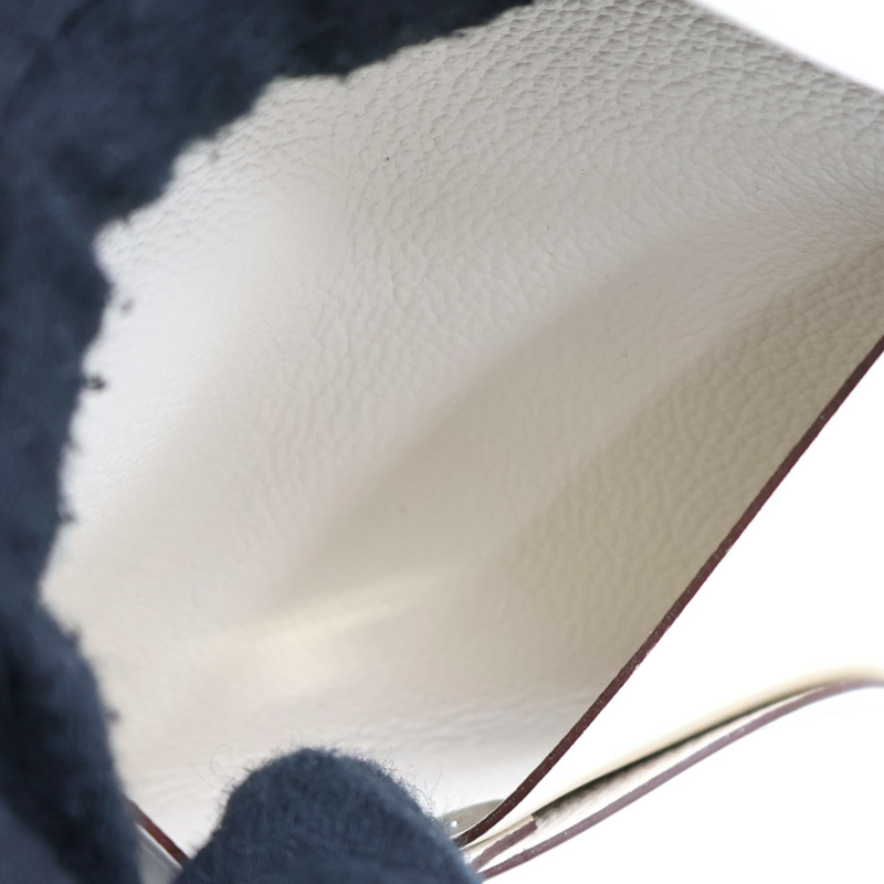 白色 Swift 牛皮 Calvi Duo 扣式 零錢包 B刻【HERMES 愛馬仕】-6