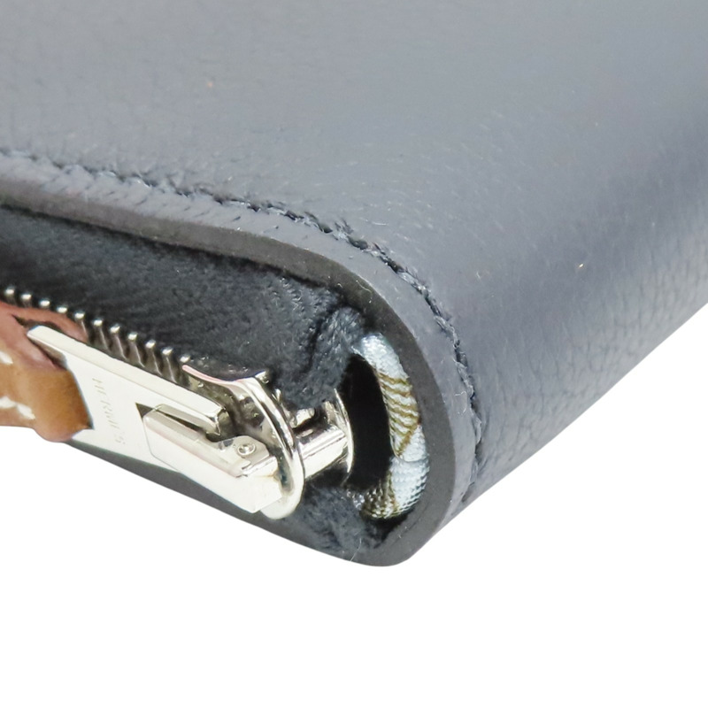 水兵藍 Evercolor 牛皮 Silk'In Classique 拉鍊長夾 K刻【HERMES 愛馬仕】-9