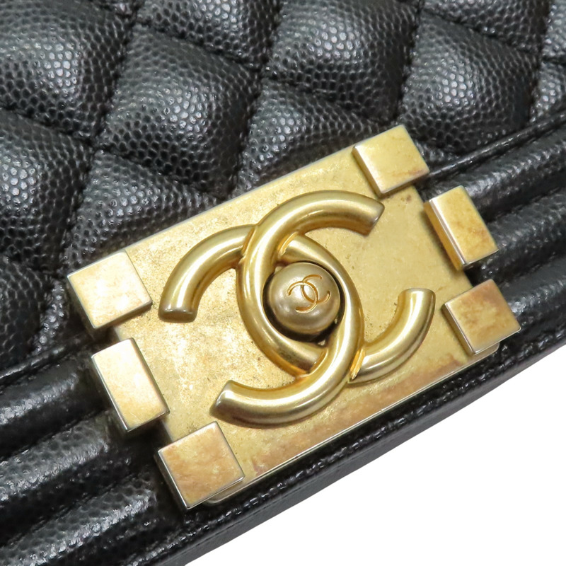 黑色 牛皮 菱格紋 BOY 20 鍊帶 肩背包 金扣【CHANEL 香奈兒】 A67085-15