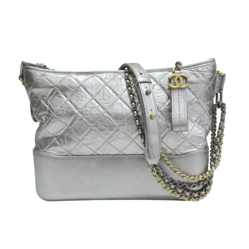 銀色 牛皮 Gabrielle 流浪包 肩背包【CHANEL 香奈兒】 A93824-0
