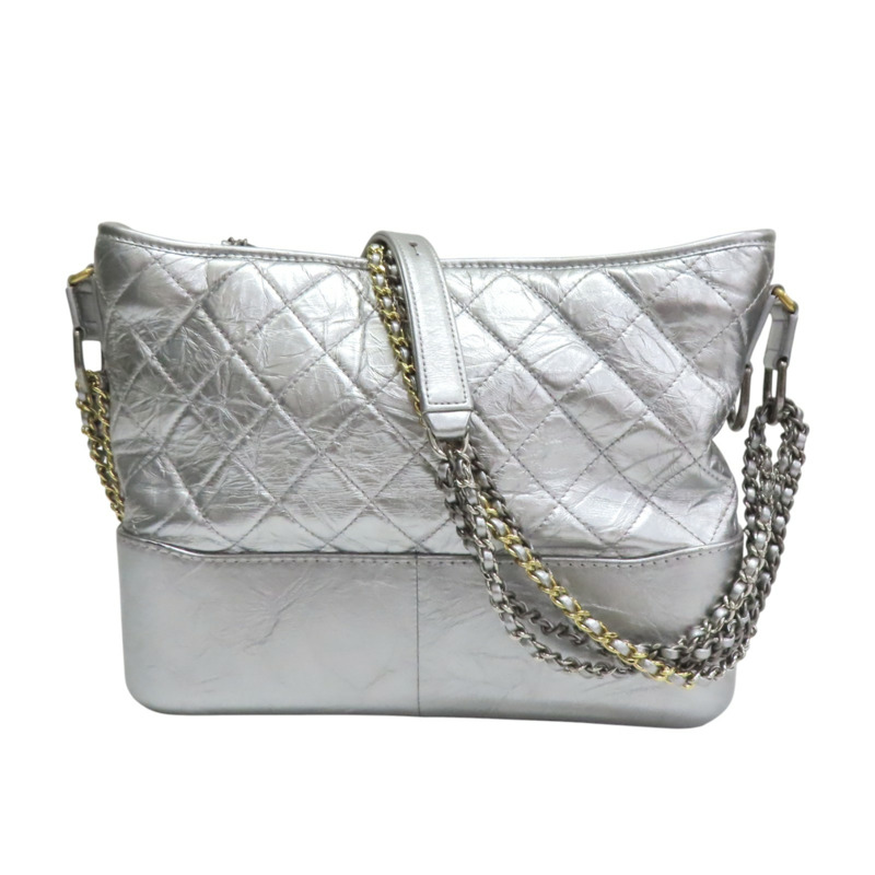 銀色 牛皮 Gabrielle 流浪包 肩背包【CHANEL 香奈兒】 A93824-1