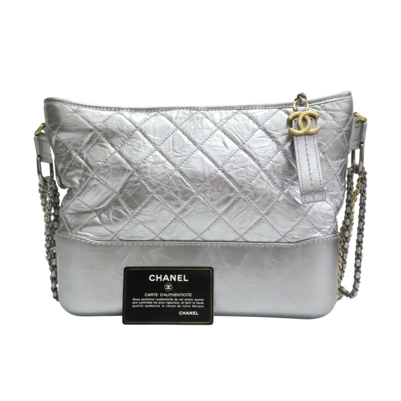 銀色 牛皮 Gabrielle 流浪包 肩背包【CHANEL 香奈兒】 A93824-10