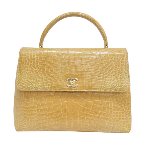 淺褐色 鱷魚皮 Vintage top handle 柏金包 手提包 口D刻 金扣【CHANEL 香奈兒】