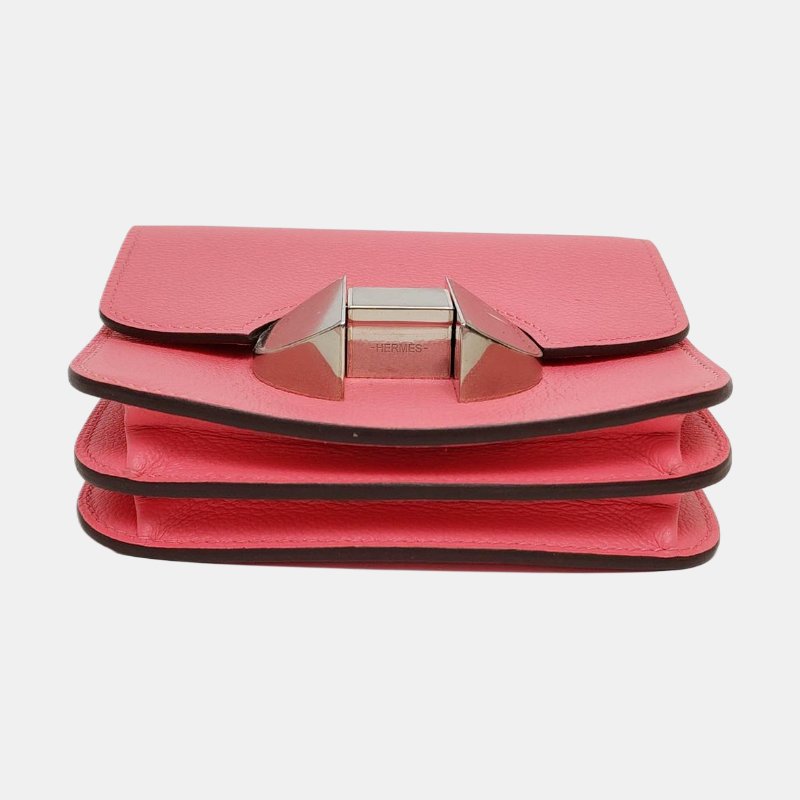 HERMES 2002 12夏日粉Evercolor牛皮錢包銀色五金D刻-5