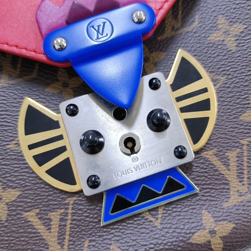 LOUIS VUITTON TRIBAL MASK 小號棕色塗層帆布老花斜挎包單肩包銀色五金-9