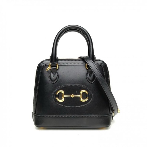 GUCCI Horsebit20黑色牛皮金扣肩背包