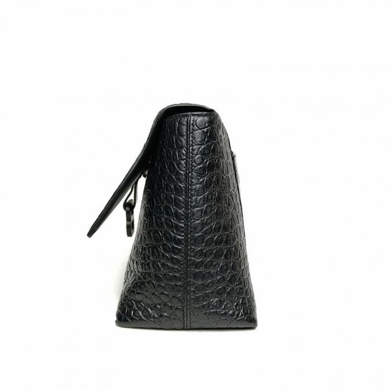 BALENCIAGA DOWNTOWN單肩斜挎包M黑扣黑色牛皮-1