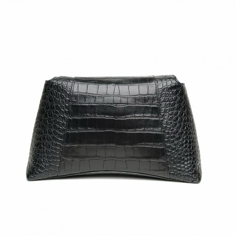 BALENCIAGA DOWNTOWN單肩斜挎包M黑扣黑色牛皮-2