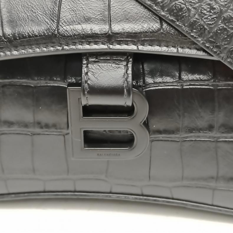 BALENCIAGA DOWNTOWN單肩斜挎包M黑扣黑色牛皮-4