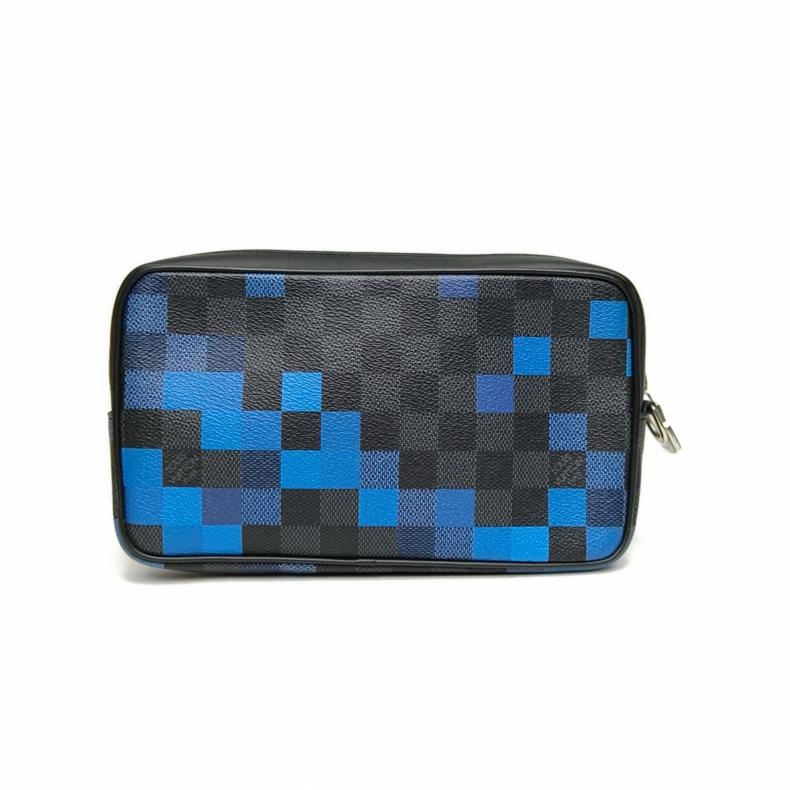 LOUIS VUITTON 藍黑2018馬賽克棋盤格手拿包-2