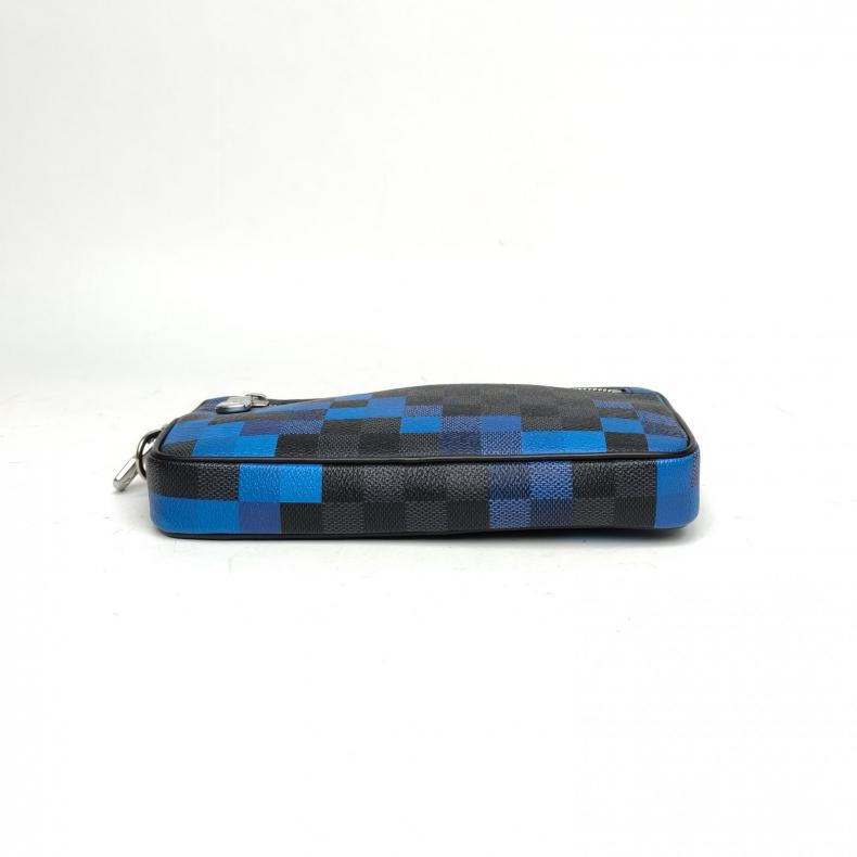 LOUIS VUITTON 藍黑2018馬賽克棋盤格手拿包-3