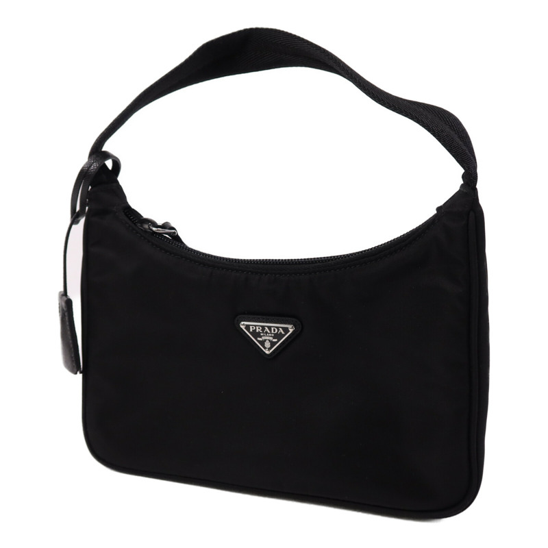 PRADA 尼龍Hobo銀扣肩背袋-1