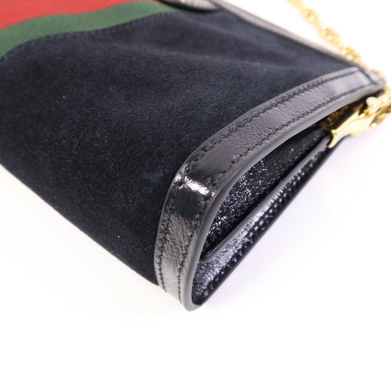 GUCCI 麂皮皮革Ophidia GG金扣鏈帶肩背袋-9