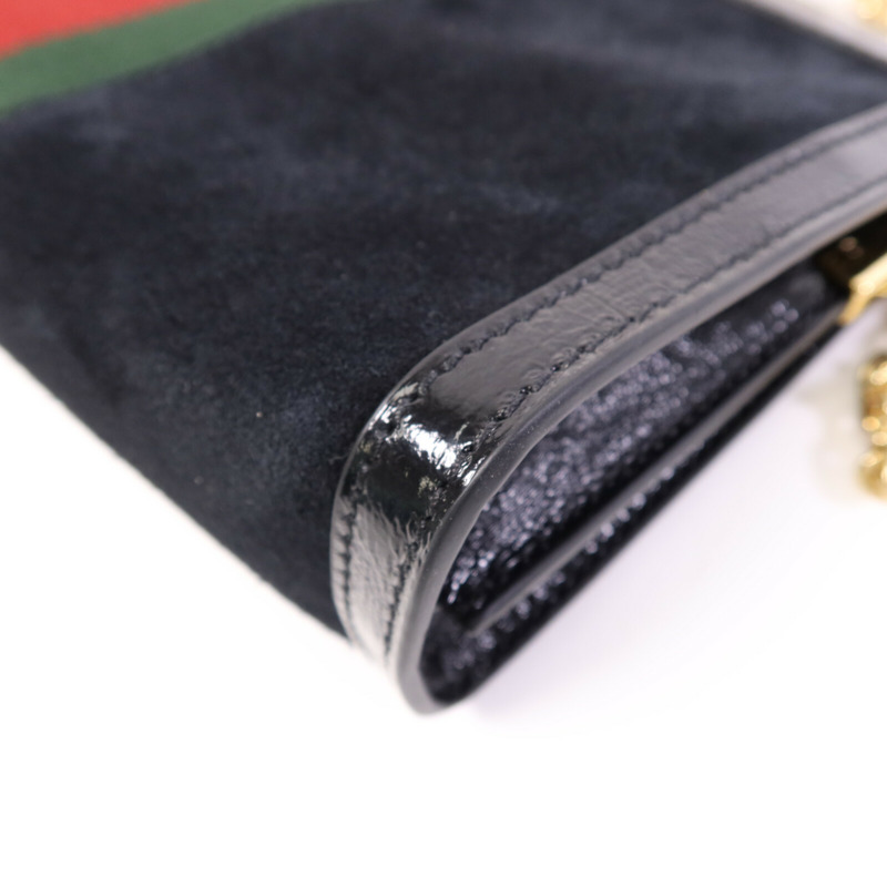 GUCCI 麂皮皮革Ophidia GG金扣鏈帶肩背袋-11