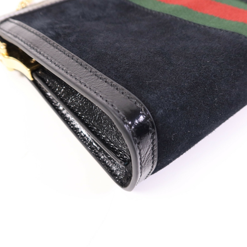 GUCCI 麂皮皮革Ophidia GG金扣鏈帶肩背袋-12