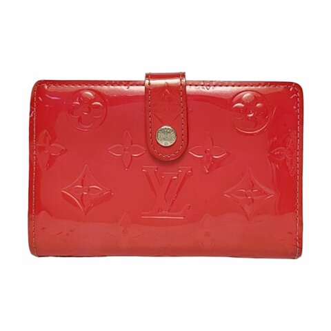 LOUIS VUITTON VIENNOIS紅色漆皮壓紋錢包金色五金
