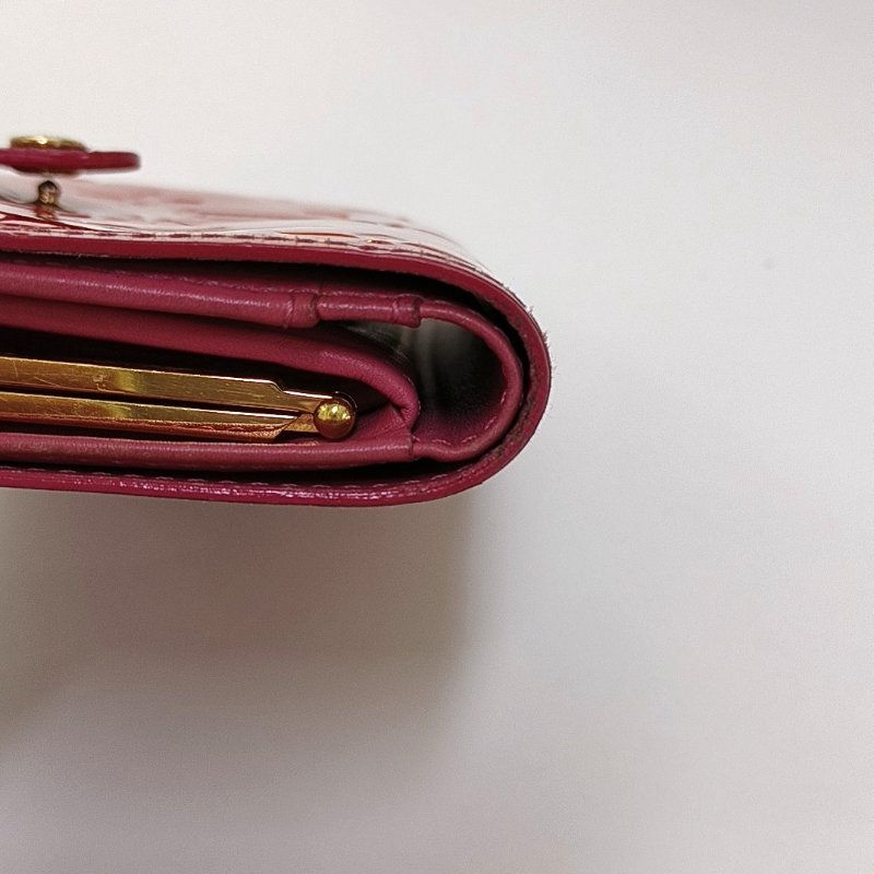 LOUIS VUITTON VIENNOIS紅色漆皮壓紋錢包金色五金-10