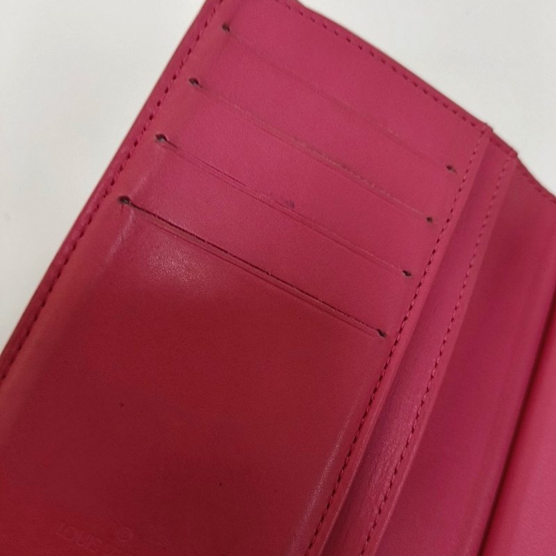 LOUIS VUITTON VIENNOIS紅色漆皮壓紋錢包金色五金-11