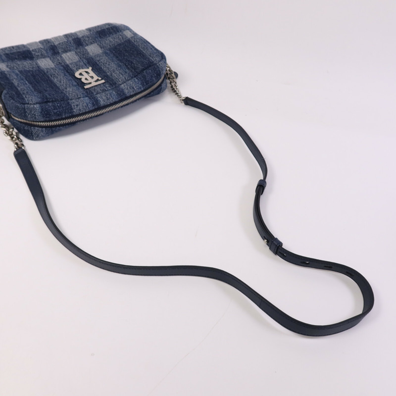 BURBERRY 棉質Shoulder Bag銀扣鏈帶肩背袋-7