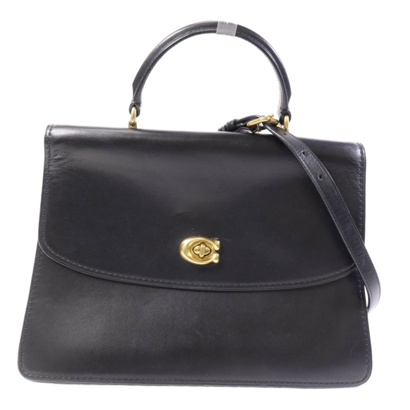 COACH 牛皮皮革2 Way Shoulder Bag金扣鏈帶手挽肩背兩用袋-0