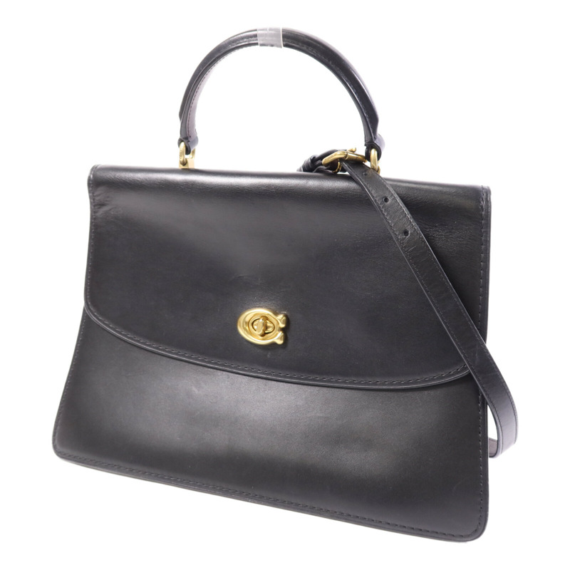 COACH 牛皮皮革2 Way Shoulder Bag金扣鏈帶手挽肩背兩用袋-1