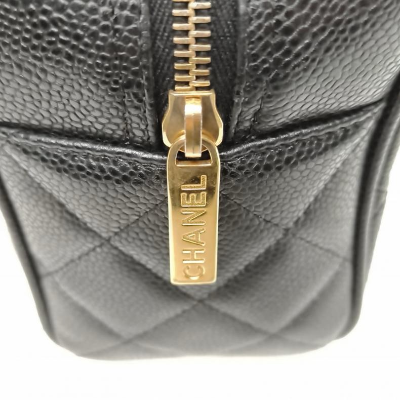 CHANEL 中古保齡球手提包黑色荔枝牛皮8開金扣Jennie同款-4