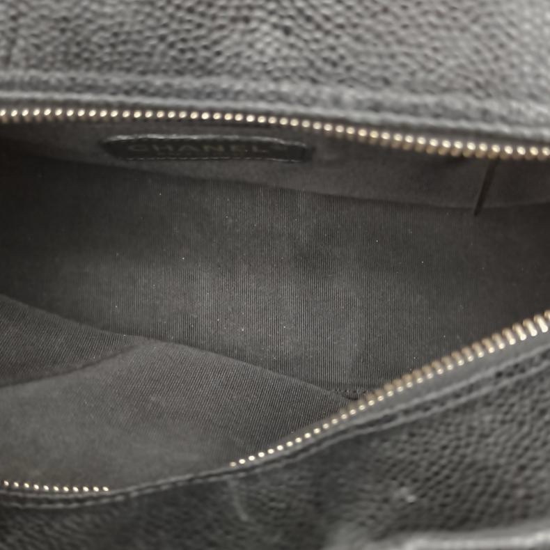 CHANEL 中古保齡球手提包黑色荔枝牛皮8開金扣Jennie同款-5